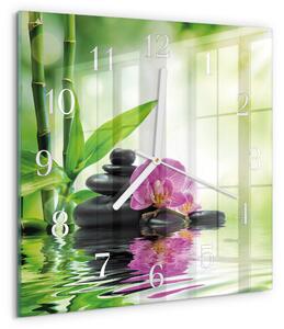 Skleněné hodiny Lázeňská orchidej zskb-30x30-00058436