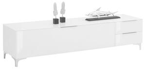 TV stolek BENTLEY bílá matná/bílé sklo, šířka 181 cm