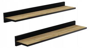 Nástěnná police HWS FURNITURE dub craft zlatý 2 úrovně 80 cm