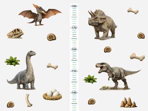 Metr realističtí dinosauři textilní přelepitelné samolepky na zeď výška 160 cm