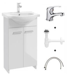 KOUPELNOVÁ SKŘÍŇKA S UMYVADLEM 50CM + BATERIE + SIFON STYLOVÁ UNIVERZÁLNÍ
