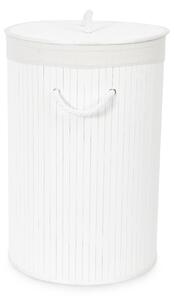 Bambusový koš na prádlo s víkem Compactor Bamboo - kulatý, bílý, 40 x v.60 cm