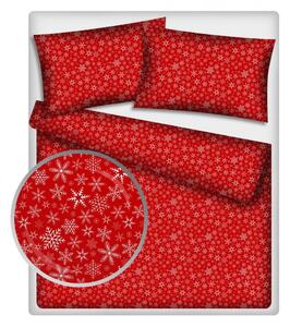 Vánoční povlečení hladká bavlna LUX - vločka červená 140x200+70x90
