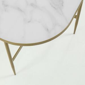 Bílý skleněný konferenční stolek Kave Home Elisenda 100 x 50 cm