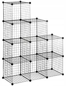 Kovová police Homcom 35 x 35 cm černá