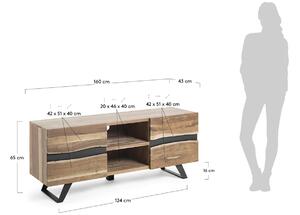 Akátový TV stolek Kave Home Uxia 160 x 43 cm