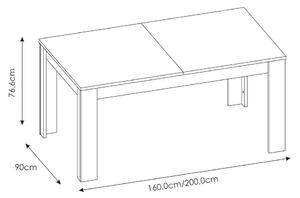 Rozkládací jídelní stůl Lyon 160x90 cm, bílý