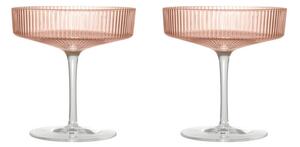Ferm Living Skleničky Ripple Champagne Saucer set 2ks, blush