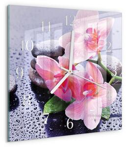 Skleněné hodiny Orchidej zskb-30x30-00086589
