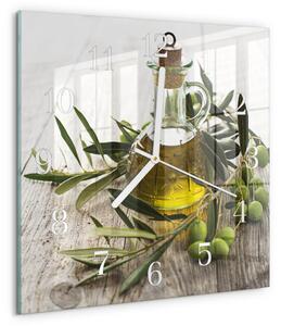 Skleněné hodiny Olivový olej zskb-30x30-00093058
