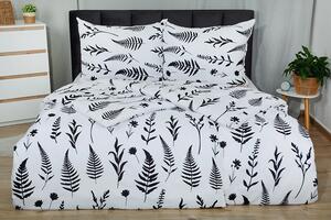 Krepové povlecení mikro BASIC SARKA bílé 140x200 cm kvetiny;listy