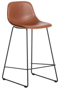Kave Home Koňakově hnědá koženková barová židle Zahara 76 cm III