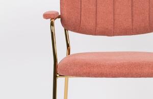White Label Růžová látková jídelní židle WLL Jolien s područkami