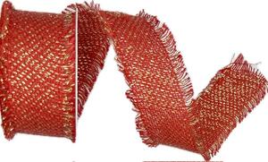 Stuha bavlněná RUSTIC GLOW SCARLET červená 40mm x 2m (20,-Kč/m)
