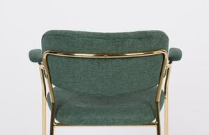 White Label Zelená látková židle WLL Jolien s područkami