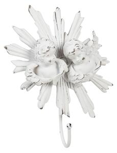 Bílý antik nástěnný háček s andílky - 15*5*23 cm - Clayre & Eef