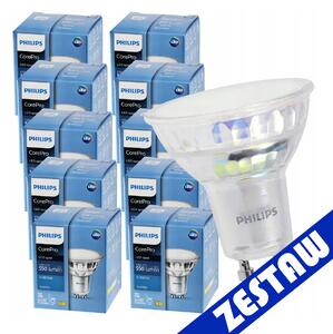 SADA 10x GU10 LED žárovka PHILIPS 4,9W 550lm - studená bílá