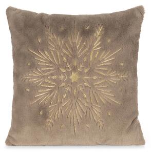 CHLUPATÝ VÁNOČNÍ DEKORAČNÍ POVLAK NA POLŠTÁŘ SNOWFLAKE 45X45 CM BÉŽOVÁ