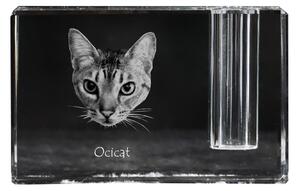 Ocicat - Stojan na pera, křišťálový organizér s fotografií kočky, jedinečná dekorace na stůl od značky Art-Dog