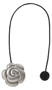 SADA 2KS DEKORAČNÍ SPONA NA ZÁVĚS FLOWER S MAGNETEM 5 X 21 CM STŘÍBRNÁ