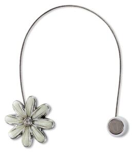 SADA 2KS DEKORAČNÍ SPONA NA ZÁVĚS FLOWER S MAGNETEM 5 X 14 CM KRÉMOVÁ