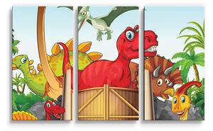 Sablio Obraz - 3-dílný Dinosauři 4 - 120x80 cm