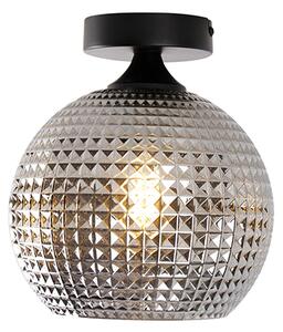Stropní svítidlo Art Deco černé s kouřovým sklem - Sphere