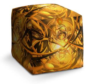 Sablio Taburet Cube Žlutá abstrakce - 40x40x40 cm