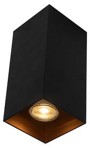 Chytrá nástěnná lampa černá se zlatým čtvercem vč. 2 Wifi GU10 - Sab