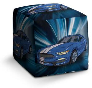 Sablio Taburet Cube Mustang Modré pozadí - 40x40x40 cm