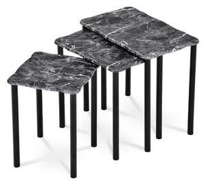 Přístavné stolky CARRARA černá/dekor mramoru