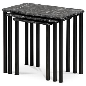 Přístavné stolky CARRARA černá/dekor mramoru