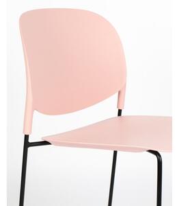 White Label Světle růžová plastová jídelní židle WLL Stacks