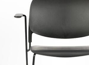 White Label Černá plastová jídelní židle WLL Stacks s područkami