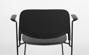 White Label Černá plastová jídelní židle WLL Stacks s područkami