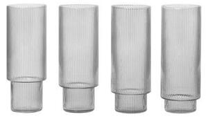 Ferm LIVING - Ripple Long Drink Glasses Set of 4 Smoked Greyferm LIVING - Lampemesteren