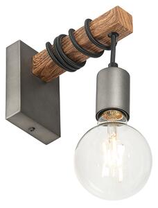 Průmyslová nástěnná lampa ocel s hnědou - Gallow