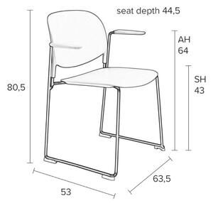 White Label Béžová plastová jídelní židle WLL Stacks s područkami