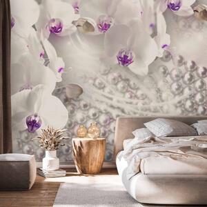 Fototapeta Romantická abstrakce - kompozice s bílými orchidejemi a perly