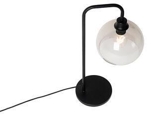 Moderní stolní lampa černá s kouřovým stínítkem - Maly