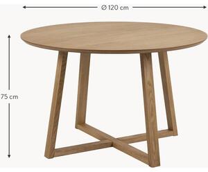 Kulatý jídelní stůl z březového dřeva Malika, Ø 120 cm