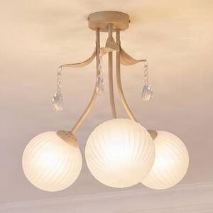 Milagro Lighting Stropní světlo Celeste, taupe, Ø 40 cm, kov, 3ramenné, stmívatelný, Mosaz / zlato, Obývací pokoj / jídelna, kov