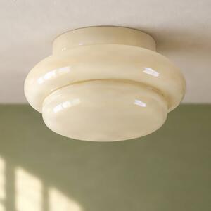 Lucande Stropní světlo Leilani, Ø 35 cm, žluté, E27, sklo, stmívatelný, Žlutá / oranžová, Obývací pokoj / jídelna, Sklo, Design