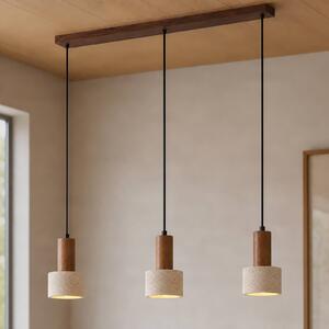 Lucande Závěsné světlo Carlotta, 3 žárovky, 80 cm, béžové, beton, stmívatelný, Krémová / jantar, Obývací pokoj / jídelna, Beton, Moderní