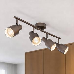Lindby Stropní bodové světlo Ovelia, hnědý, 80 cm, 4 ramena, E27, stmívatelný, Hnědá / rez, Obývací pokoj / jídelna, kov, Moderní