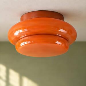 Lucande Stropní světlo Leilani, Ø 35 cm, oranžové, E27, sklo, stmívatelný, Žlutá / oranžová, Obývací pokoj / jídelna, Sklo, Design