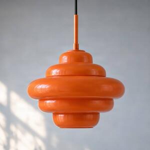 Lucande Závěsné světlo Leilani, Ø 35 cm, oranžové, sklo, E27, stmívatelný, Žlutá / oranžová, Obývací pokoj / jídelna, Sklo, Design