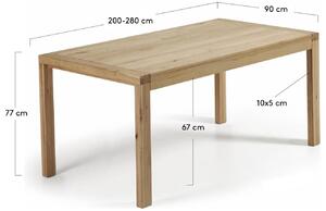 Dubový rozkládací jídelní stůl Kave Home Briva 180/230 x 90 cm