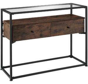 Tectake Konzolový stolek Reading 101,5x41,5x80,5cm - Industriální dřevo tmavé, rustikální