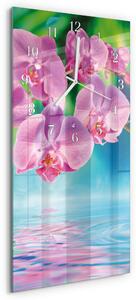 Skleněné hodiny vertikální Orchideje zsppb-30x60-00089702